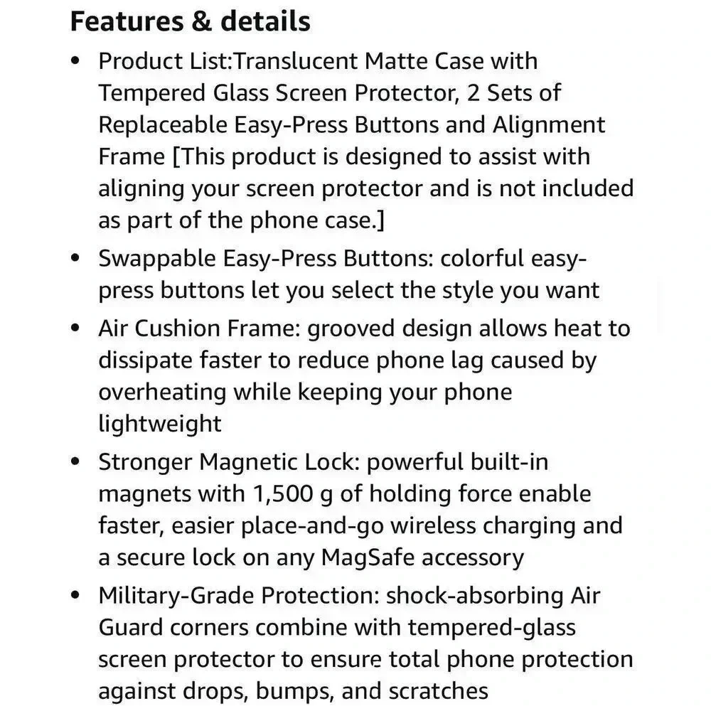 ESR Translucent Black Matte Case‎ for iPhone 15 Case Screen & Lens Protectors